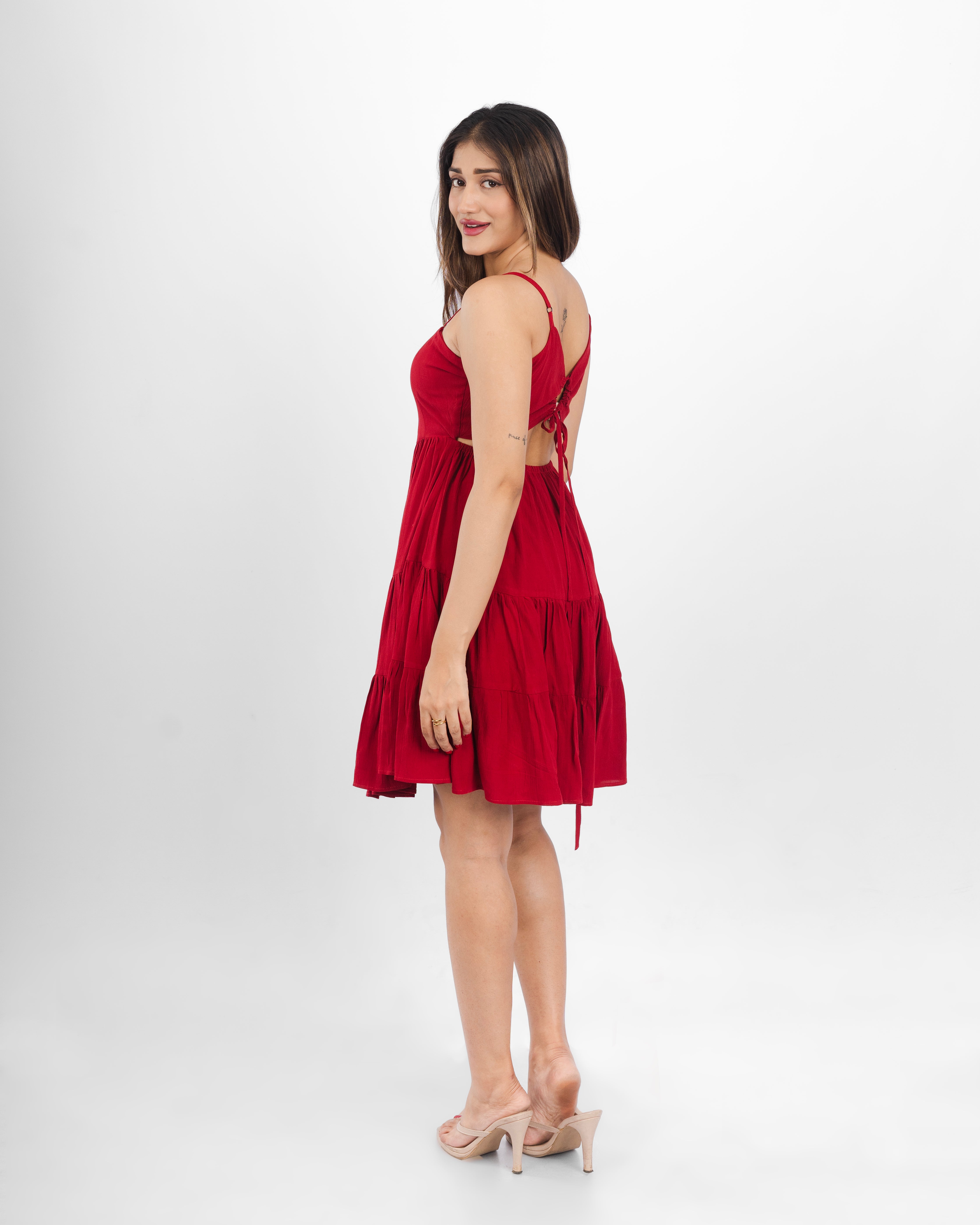Flounce Back-Tie Dress