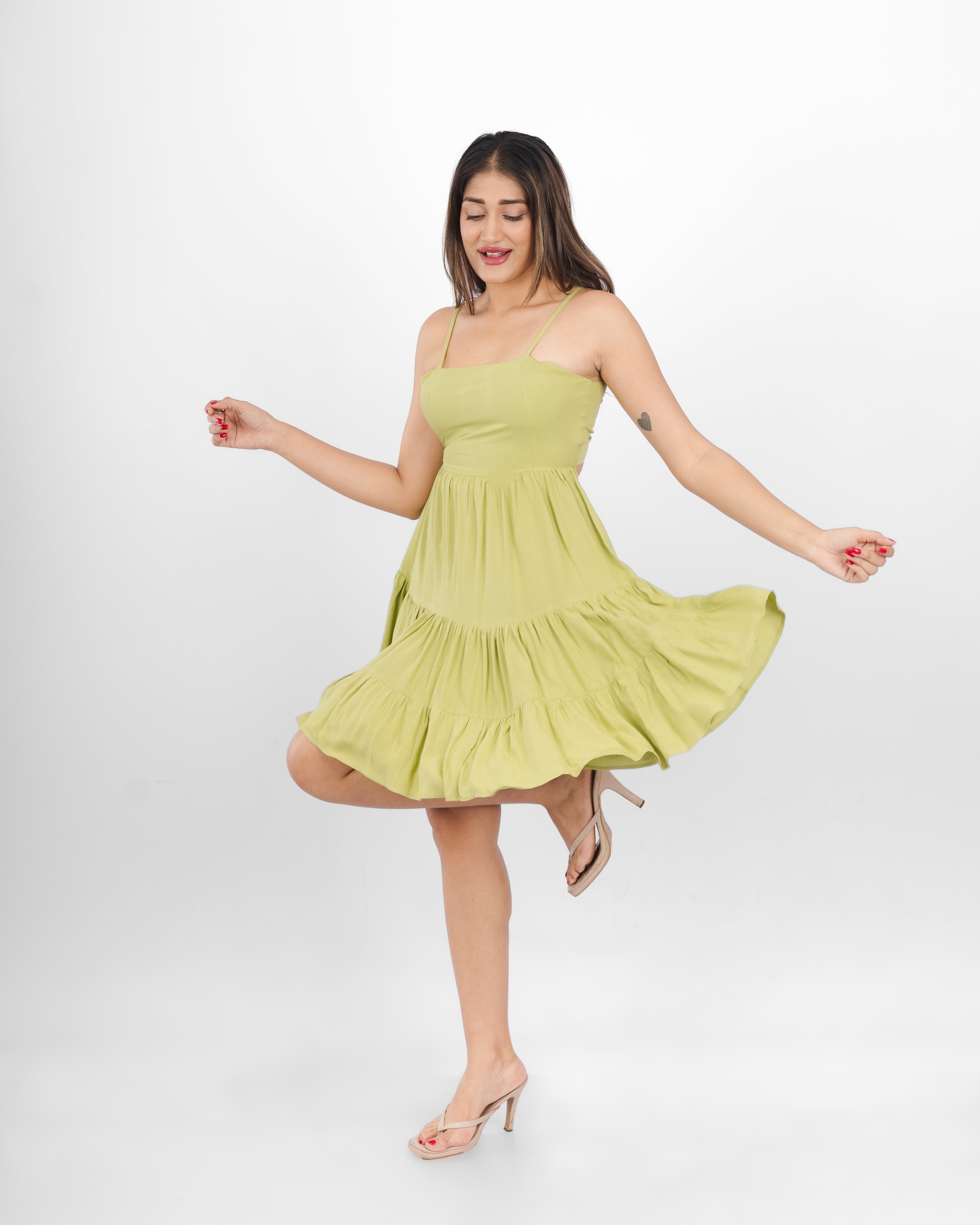 Flounce Back-Tie Dress