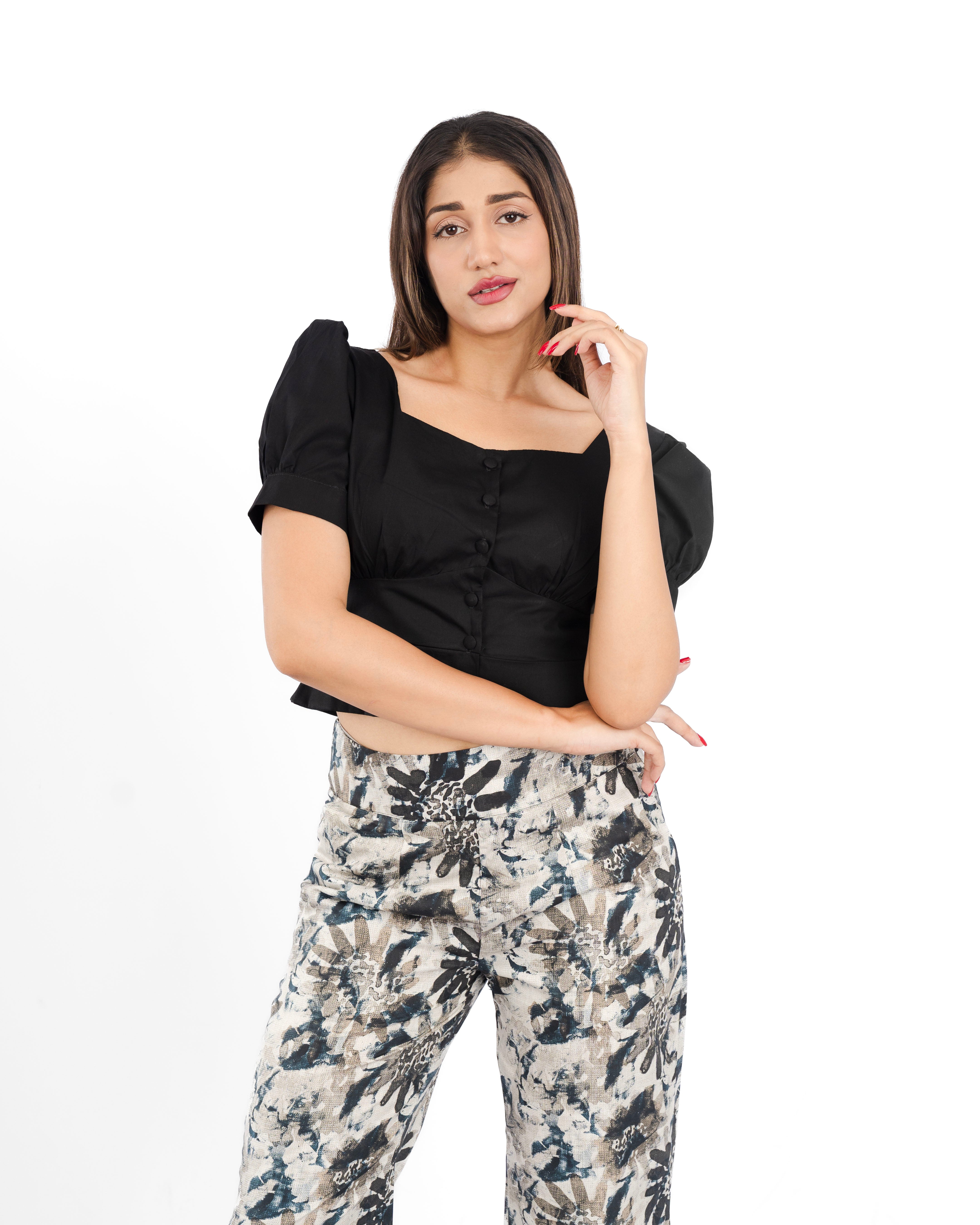 Puff Sleeve Bustier Top