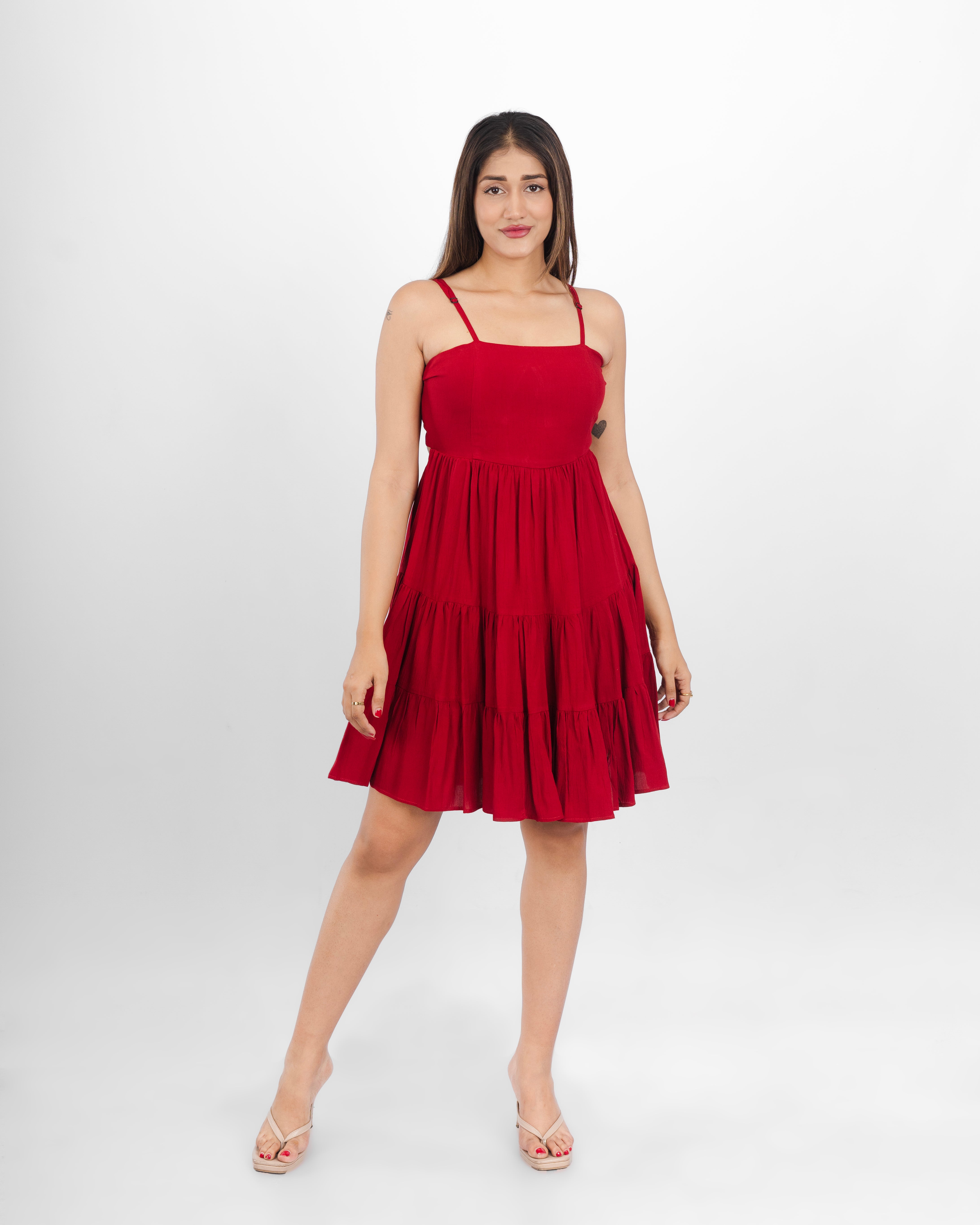 Flounce Back-Tie Dress