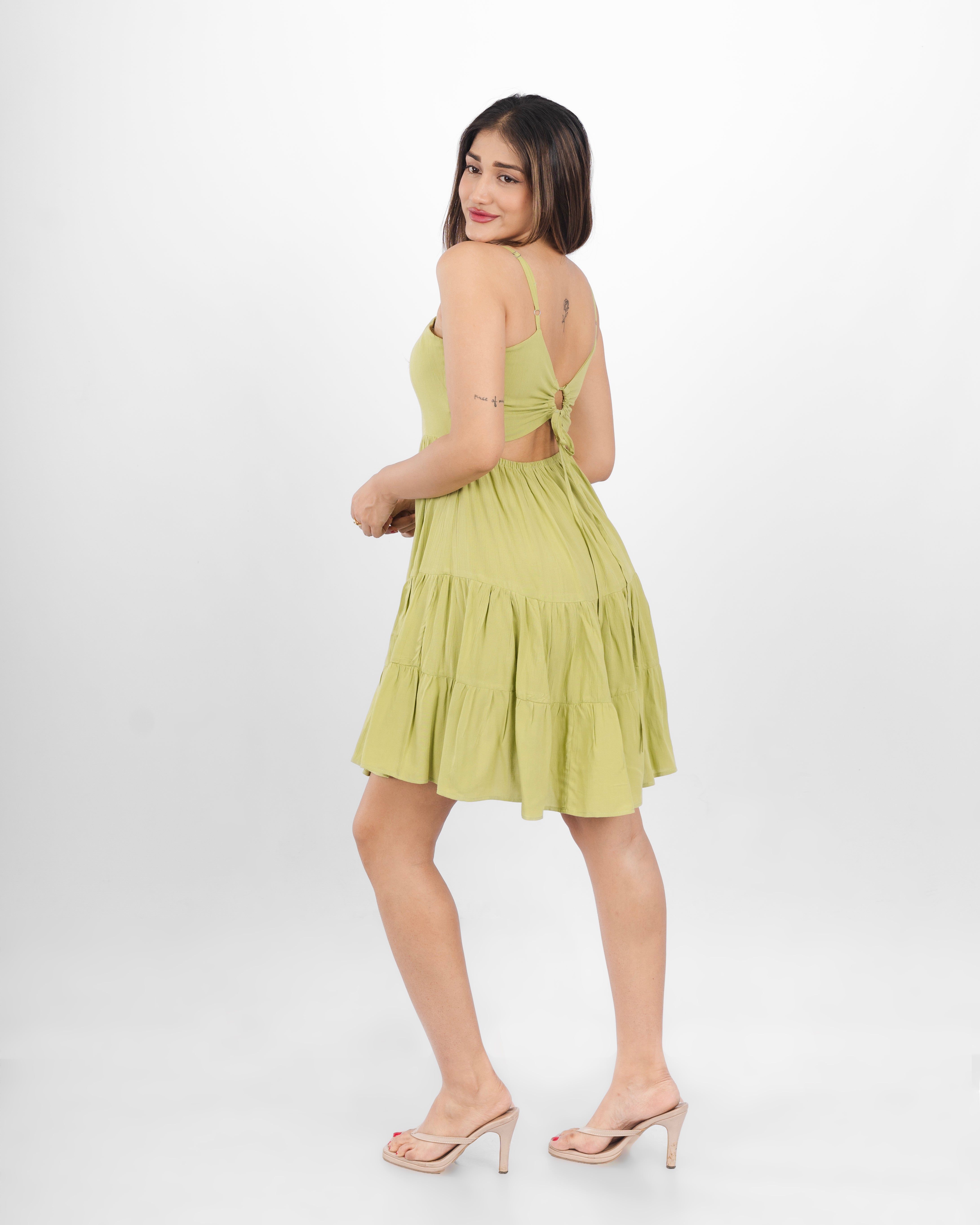 Flounce Back-Tie Dress