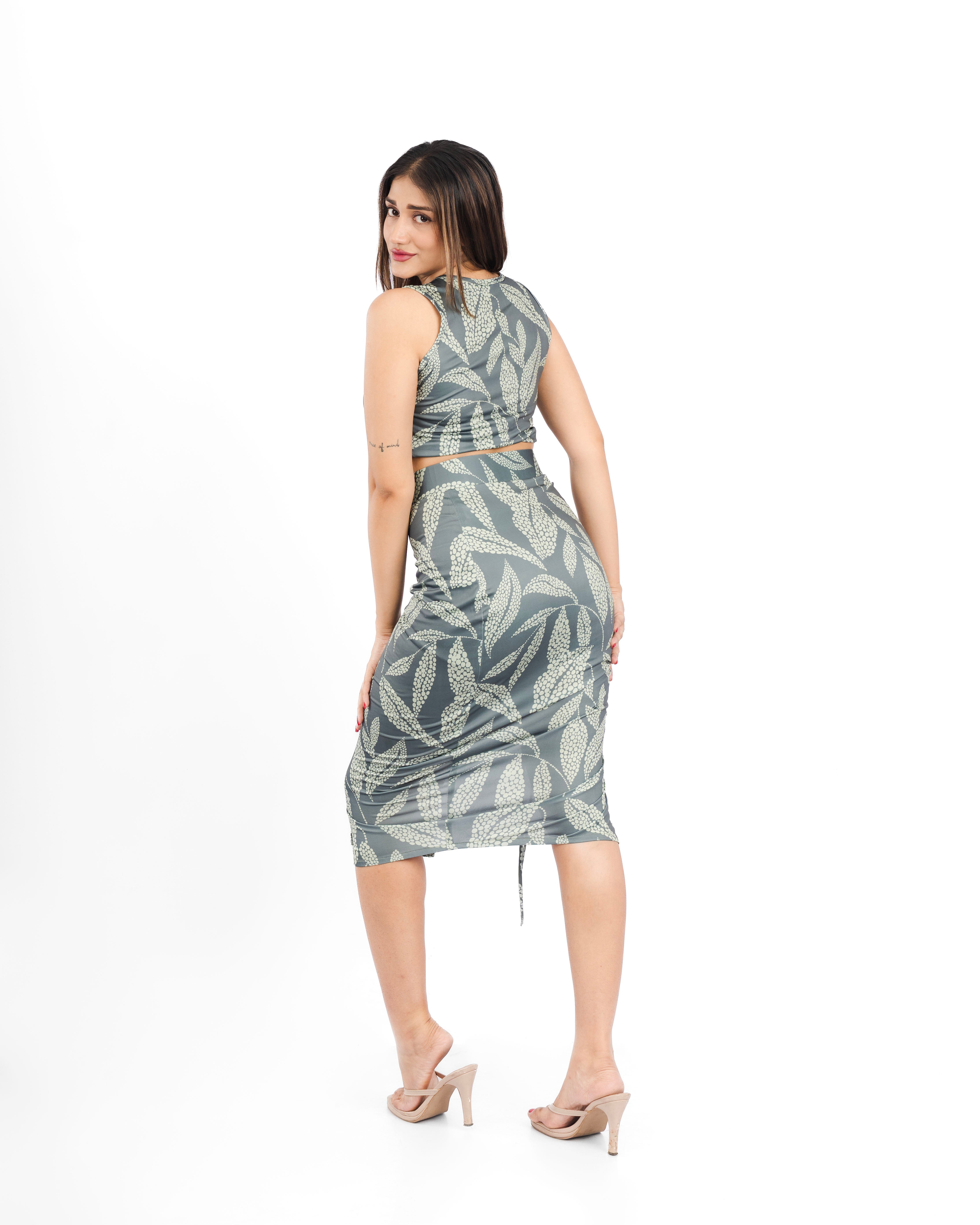 Ruched Side Split Skirt